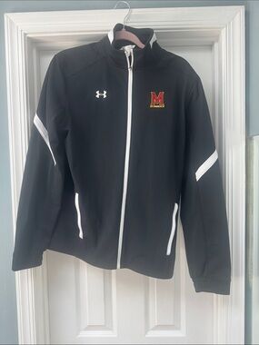 Under Armour Black Full-Zip Performance Jacket with Red & Gold Maryland 'M'